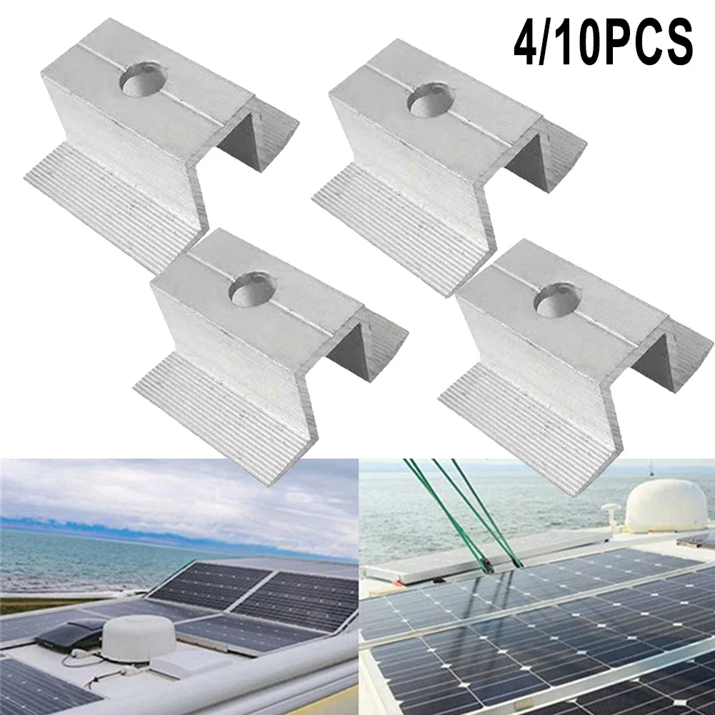 4/10Pcs Solar Middle Clamp PV For Frame Height 25 - 50mm Aluminum Photovoltaic Bracket Solar Panel Accessories Corrosion Resist