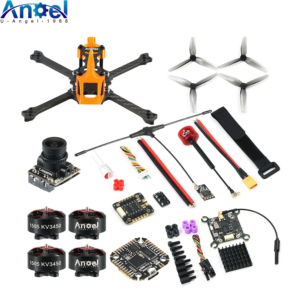 3.5inch Angel35  Freestyle FPV Drone Kit 1505 3450KV Motor F411 FC&40A ESC Caddx Ant 1200TVL Camera 5.8g 25-1000kw Adjustable VT