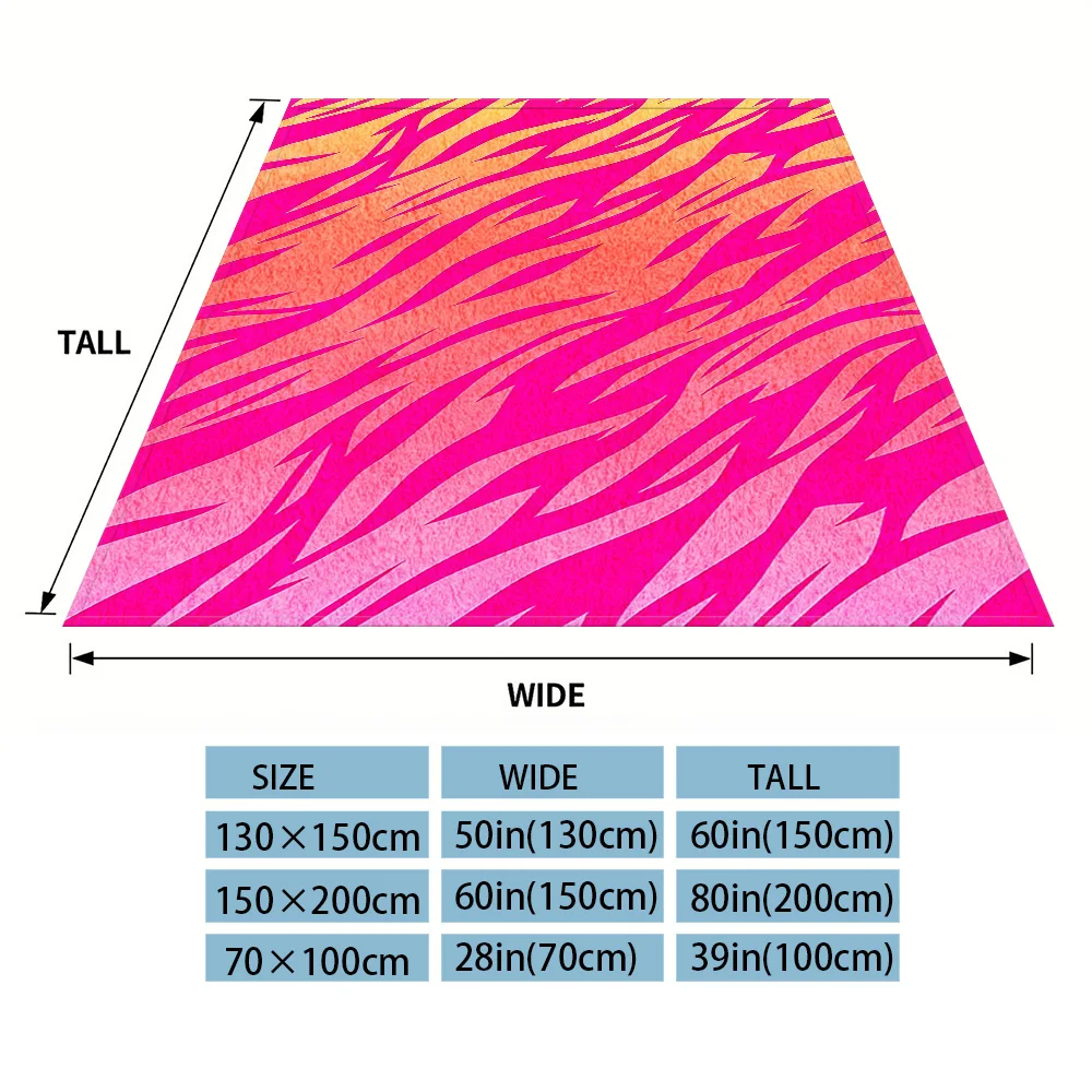 Pink Orange Zebra Printed Blanket Suitable For Sofa Beds, Offices, Travel Camping Chairs, Warm Woolen Blankets