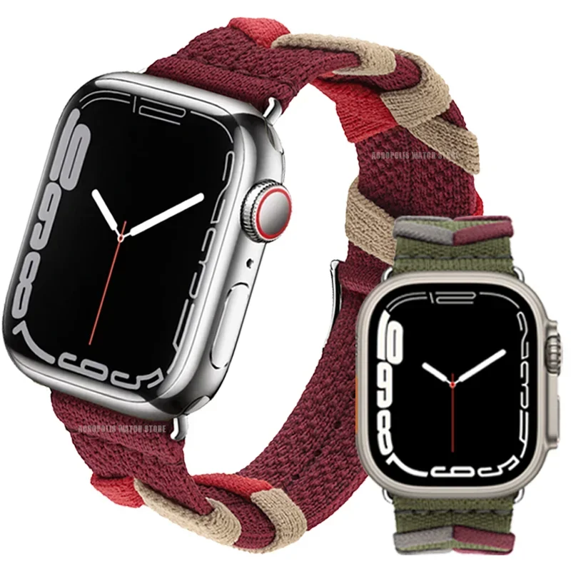 Original Nylon Strap for Apple Watch Band 49mm 45mm 44mm 42mm 40 38mm Webbing Loop Bracelet for IWatch 9 8 7 6 5 4 3 SE Ultra 2