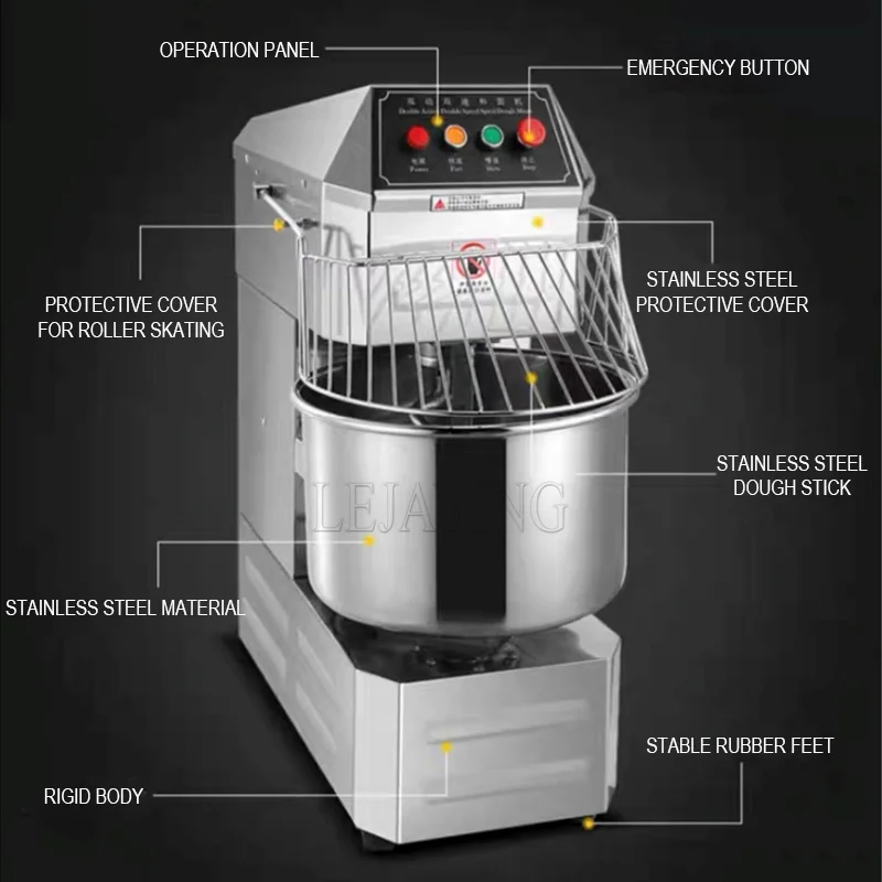 30LCommercial Spiral Dough Mixer Flour Dough Kneader for Bakery Dough Kneading Machine