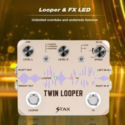 Stax 10 Minutes Twin Looper Guitar Effect Pedal Dual Footswitch Delay & Reverb Loop Station 11 Play Types Recording Capability