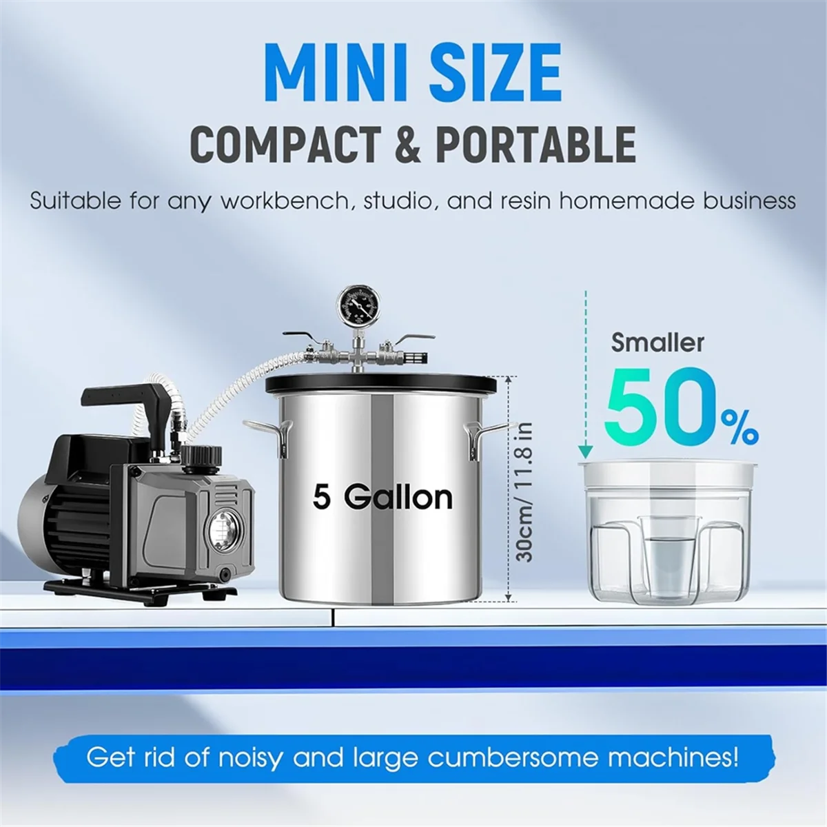 Dispositivo per la rimozione delle bolle di resina, rimozione delle bolle da 2 litri al 99,9% in 5 minuti, degasaggio sotto vuoto per resina epossidica, presa europea artigianale bianca