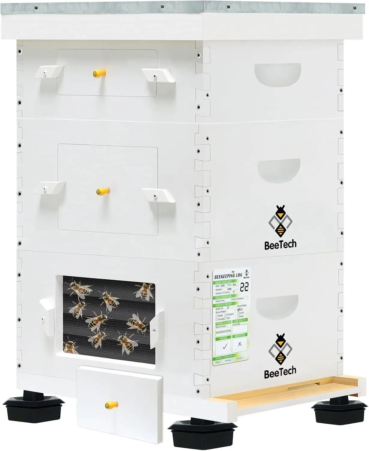 Beekeeper Langstroth 10 Frame Bee Hive Spray Paint Coated Complete Kit Unassembled Frame Foundation Beginner 2 Deep Boxes 1 Supe