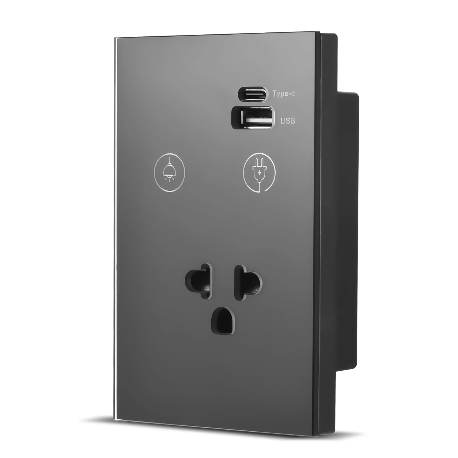 

2.4GHz WiFi Wall Touch Light Switch with Type-C USB Power Outlet Neutral Wire Required 2 Way Control Tempered Glass Panel Timing