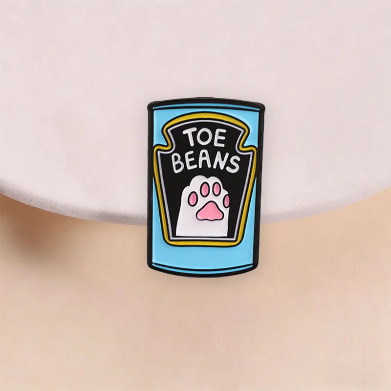 English Phrase Toe Beans Cat Paw Canned Brooch Kawaii Metal Enamel Badge Pins for Gift DIY Clothes Bags Hat T-shirt Accessory
