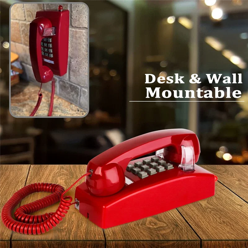 AY14 -Classic Wall Phones For Landline With Mechanical Ringing, Single Line 2554 Wall Telephone With Voicemail Indicator