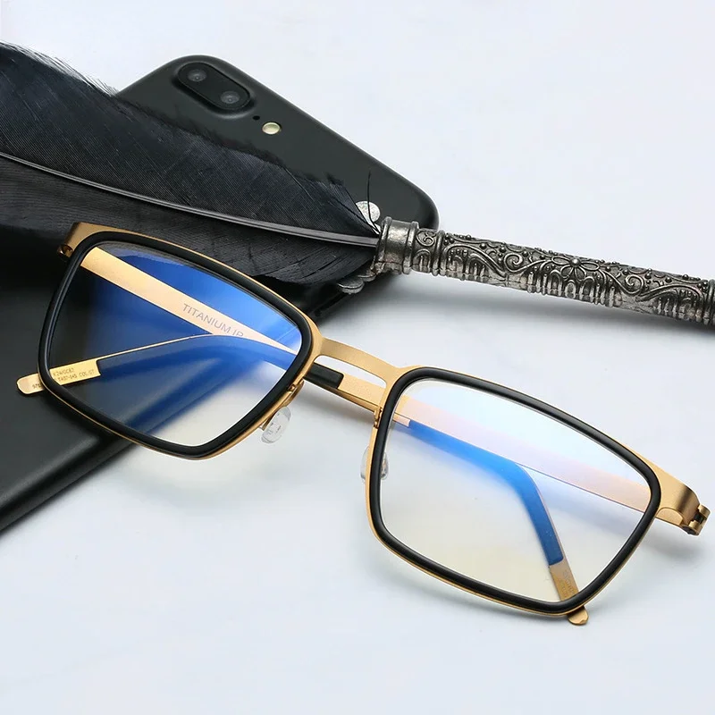 High-end Quality Titanium Glasses Frame Titanium Plate Retro Men and Women Full Frame 9711 Business Travel Fashion and Exquisite