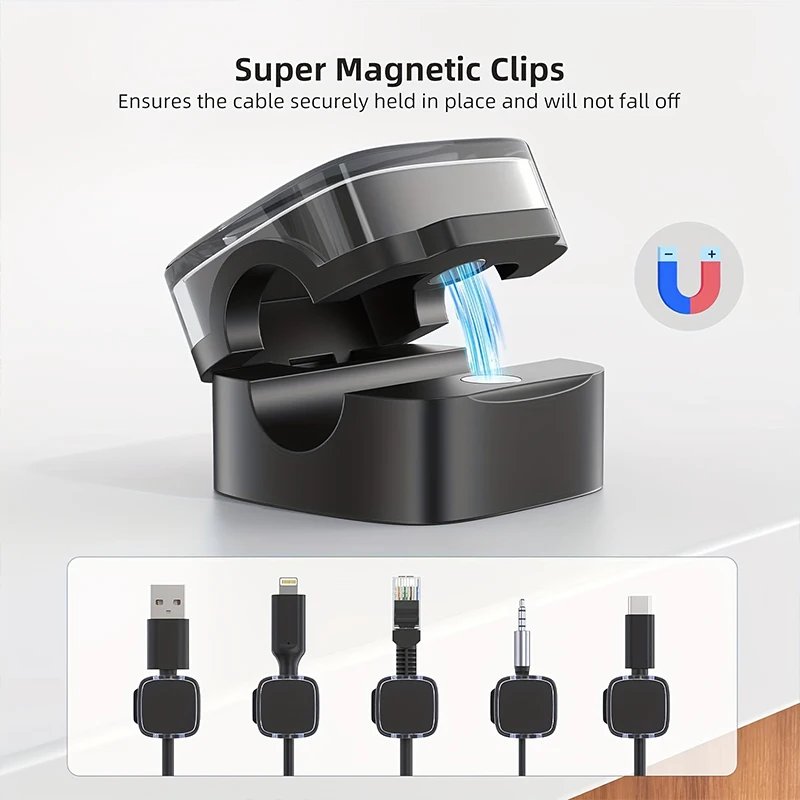 Colorful 6PCS Magnetic Cable Clips Cable Smooth Adjustable Cord Holder Under Desk Cable Management Wire Keeper Cable Organizer