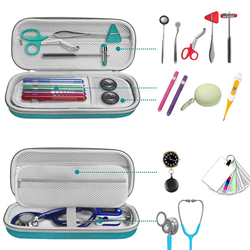 ABZW 2X Bolsa de armazenamento Estojo de transporte para estetoscópio Littmann Classic Iii Proteger Bolsa Manga Caixa Caso de proteção (verde)