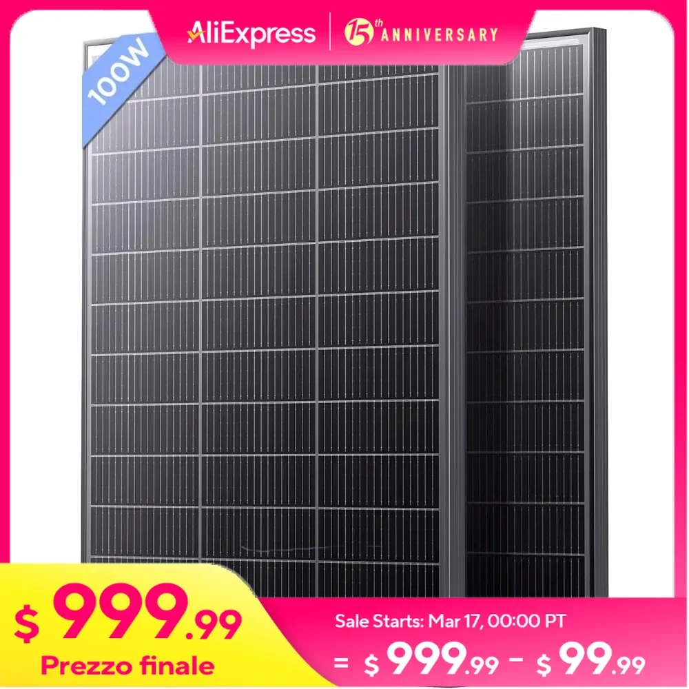 200 Watt Solar Panel 12V, 2Pcs N-Type 16BB 100W Solar Panel, 25% High Efficiency Monocrystalline PV Modules,Ideal for RV