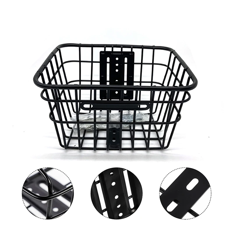 1Pcs Black Iron Storage Basket Folding Basket Durable Hanging Basket Front Handlebar Basket For Bike Riding Cycling Basket