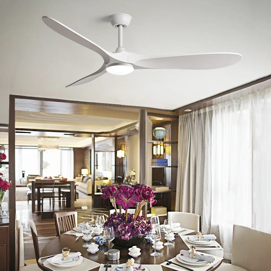 Low Floor Modern Ceiling Fan Without Light 42/52 Inch DC Motor Reversible Blade Remote Control LED Fan with Light Pendant Lamp