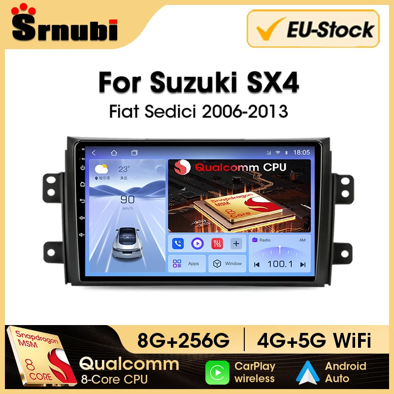 Srnubi 2Din Android Qualcomm 8 Core Car Radio For Suzuki SX4 2006-2013 Multimedia Video Player WIFI GPS Navigation Carplay DVD