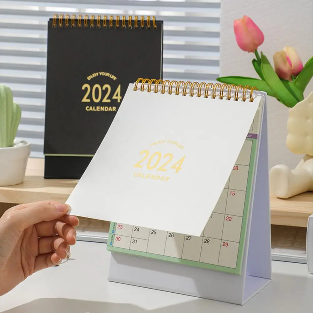 2024 Englisch Tisch kalender 18 Monate jul bis Dezember Doppel draht bindung Monats plan Planer Desktop Kalender Kalender