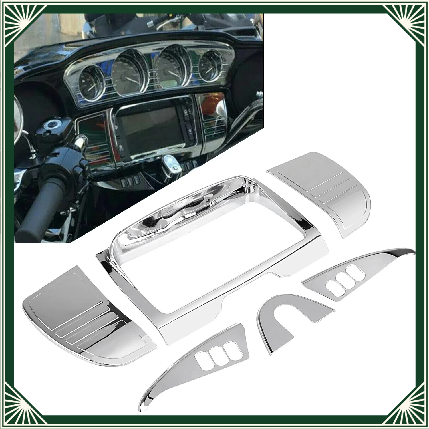 Motorcycle Fit For Harley 2014-2023 Stereo Trim Inner Fairing Panels Cover Chrome Touring Electra Street Glide FLHTCU FLHX FLHTK