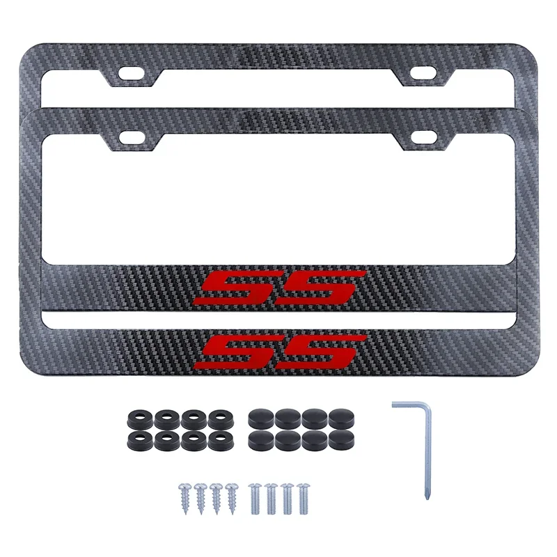 2PCS New Carbon Fiber License Plate Frame Exquisitely Crafted with 2 Holes for American Standard Car License Plate Frame