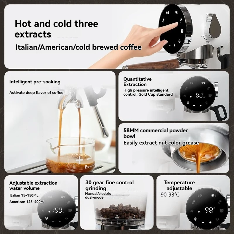 Small   Italian Style Coffee Grinder with Hot and Cold Three Extracts
