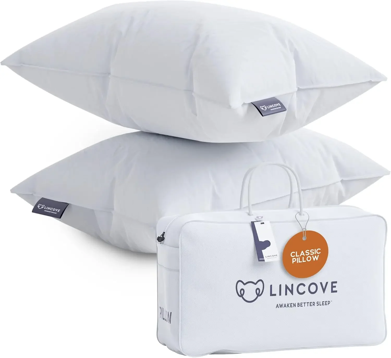 Down and Feather Luxury Hotel Collection Bed Pillows for Sleeping Made in The USA - 100% Cotton Shell, 600 Thread Count - Soft H