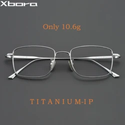 Xbora Men's Ultra-Light Pure Titanium Glasses Frame Business Square Flexible Optical Women's Prescription Eyelasses 1908