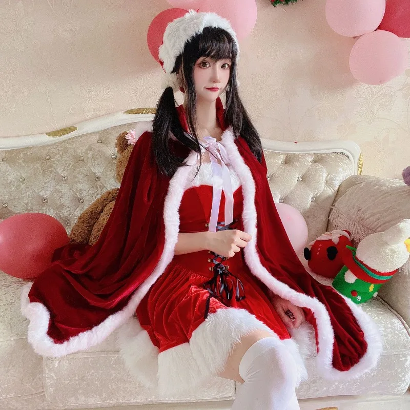 

Women's Christmas Cosplay Costume Halloween Sexy Shawl Queen Cloak Christmas Dress Gown Red Cloak Christmas Rabbit Birthday Girl