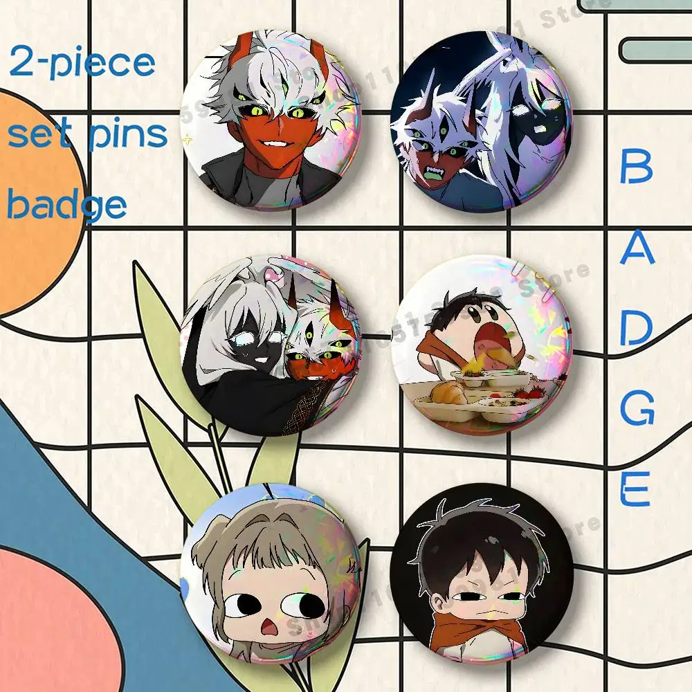 M-Mori On My Way To Meet Mom Brooches for Backpack Accessories 25 32 44 58 75mm Round 2-piece set Free Mix