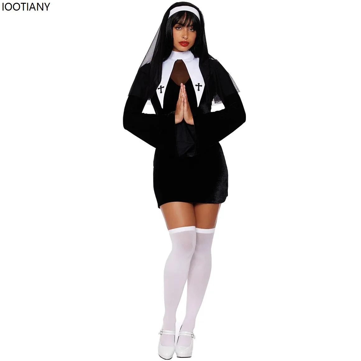 Halloween Women Nun Cosplay Costumes Traditional Adult Sexy Religious Goddess Fancy Dress Carnival Bar Party Stage Show Dress Up