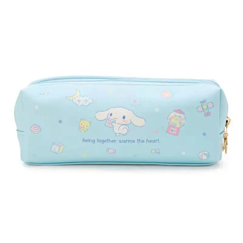 Sanrios Hellokittys My Melody Cinnamoroll Student Pencil Case Cartoon Kuromi PU Large Capacity Makeup Brush Travel Storage Bag