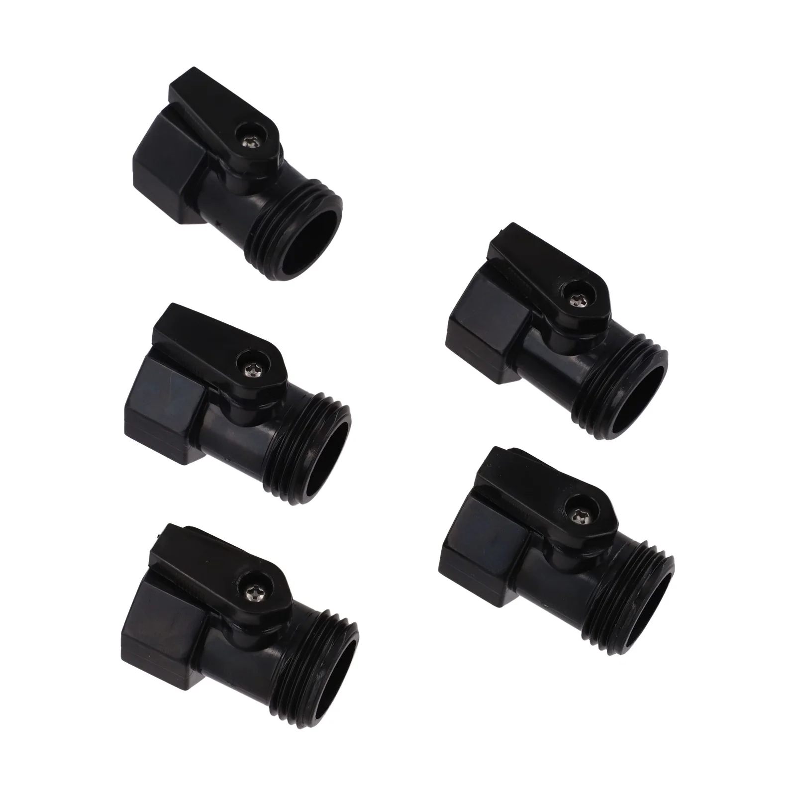 3/4 Inch Plastic Garden Hose Valve Set of 5 for Managing Water Flow to Sprinkler Heads Drip Lines and Portable Tanks