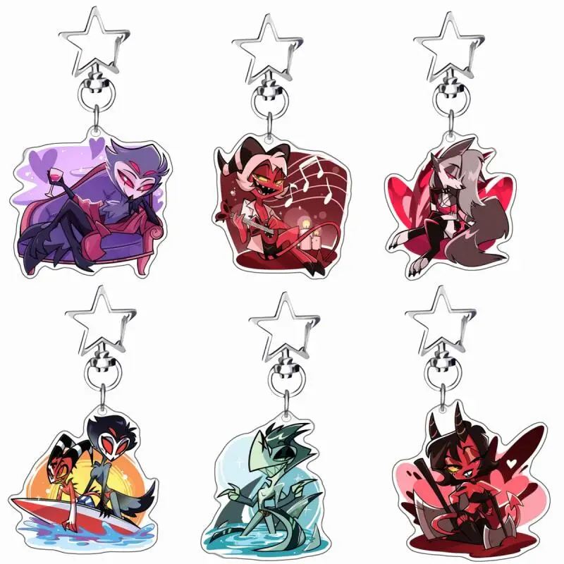 

Акриловый брелок для ключей в стиле аниме по мотивам Helluva Boss: Стелла, Мокси, Чаз, Милли, Стлас (версия Q). Подарок, сделанный своими руками.