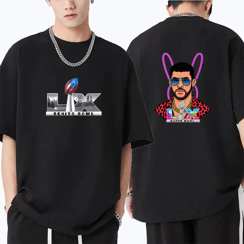 

Bad Bunny Super Bowl LIX Puerto Rican Pride Tee shirt Hip Hop Fashion T Shirt Men Women's Pure throwback Short Sleeve clothing