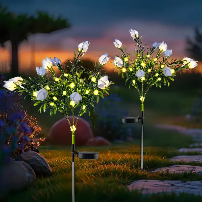 

1/2 шт. светодиодные солнечные фонари с цветком гардении, уличные украшения для двора, имитация газона, вставки, светильники Graden Decor