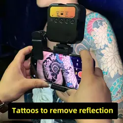 Tattoo artist's photography tool, mobile phone, takes tattoos to remove reflection and fill in light CPL polarizing mirror anti