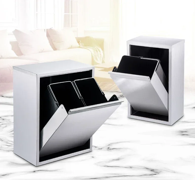 cross-border Household Wall-mounted Multi-functional Stainless Steel Trash Can Kitchen Concealed Hanging Trash Can