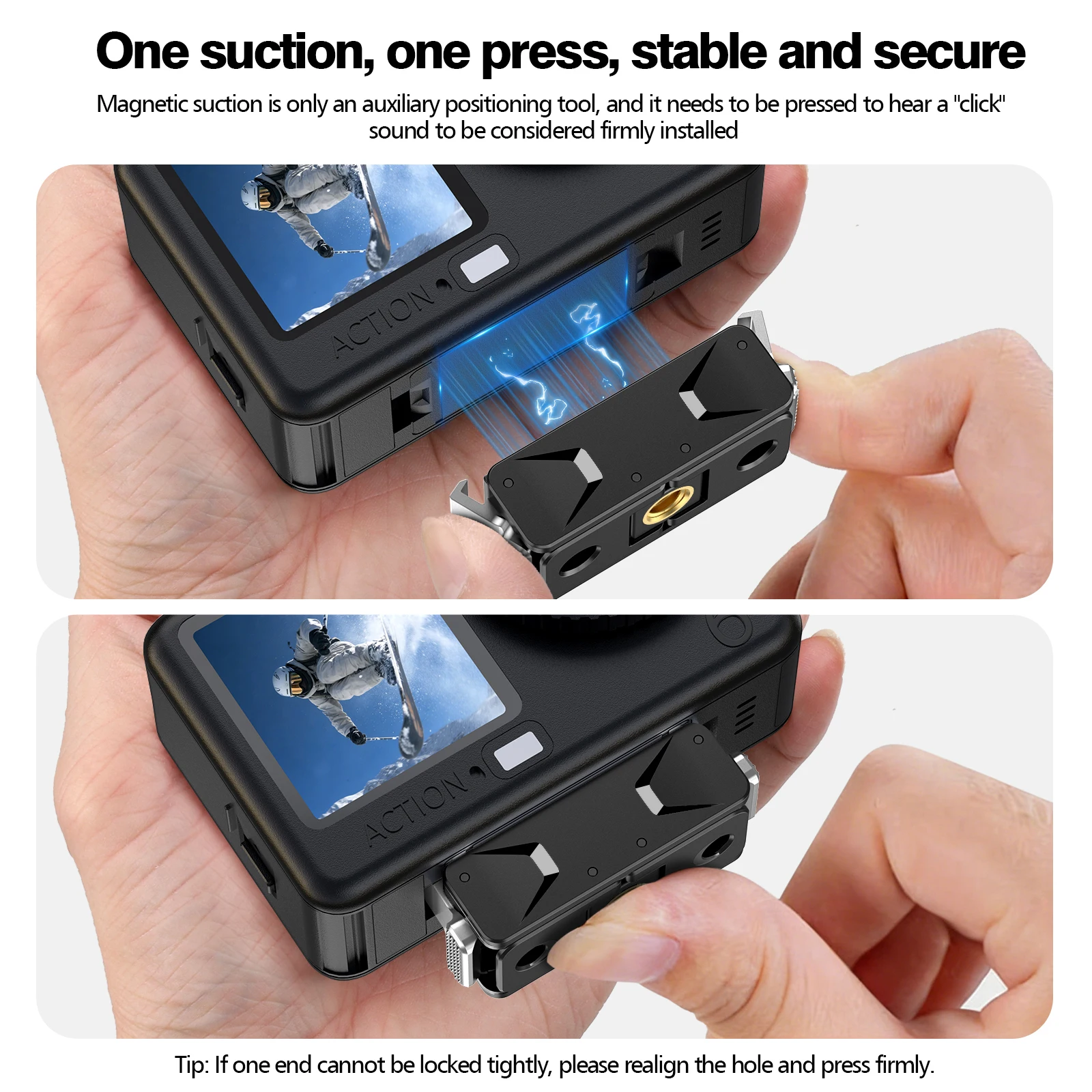 Für DJI Action 6 Magnetischer Adapter, faltbare Schnellwechselplatte, 1/4 Gewinde, Universalanschluss für DJI OSMO Nano Action 6 Zubehör – Detail 9