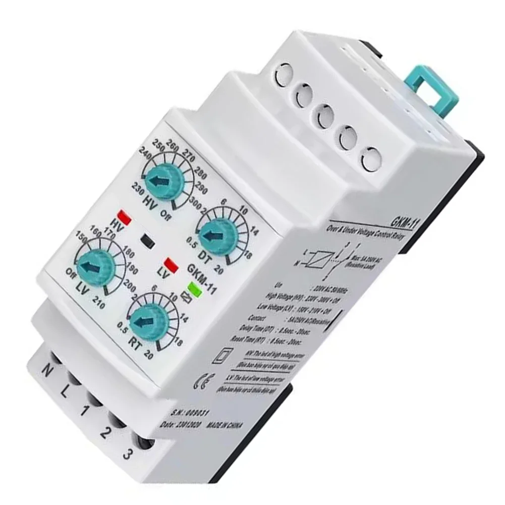 Over Under Voltage GKM-11 Relay For Panel Mount Three-phase Motor Relay Protection Voltage Relay Reset 0.5-20s