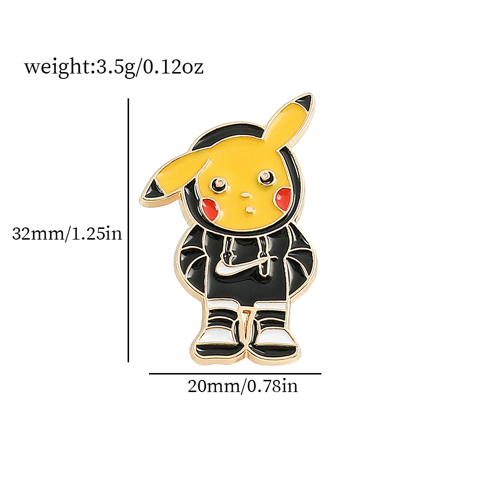 4 pcs Hoodie Pikachu Brooch Fashion Elf Ball Mouse Hello Enamel Lapel Pin Metal Badge Backpack Clothing Jewelry