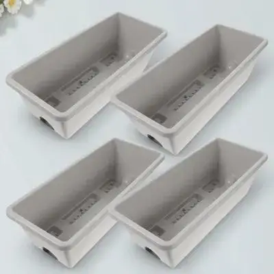 

Succulent Planting Container 4 Pack Rectangular Flower Pots with Tray for Windowsill Garden Plant Boxes Outdoor Indoor Decor