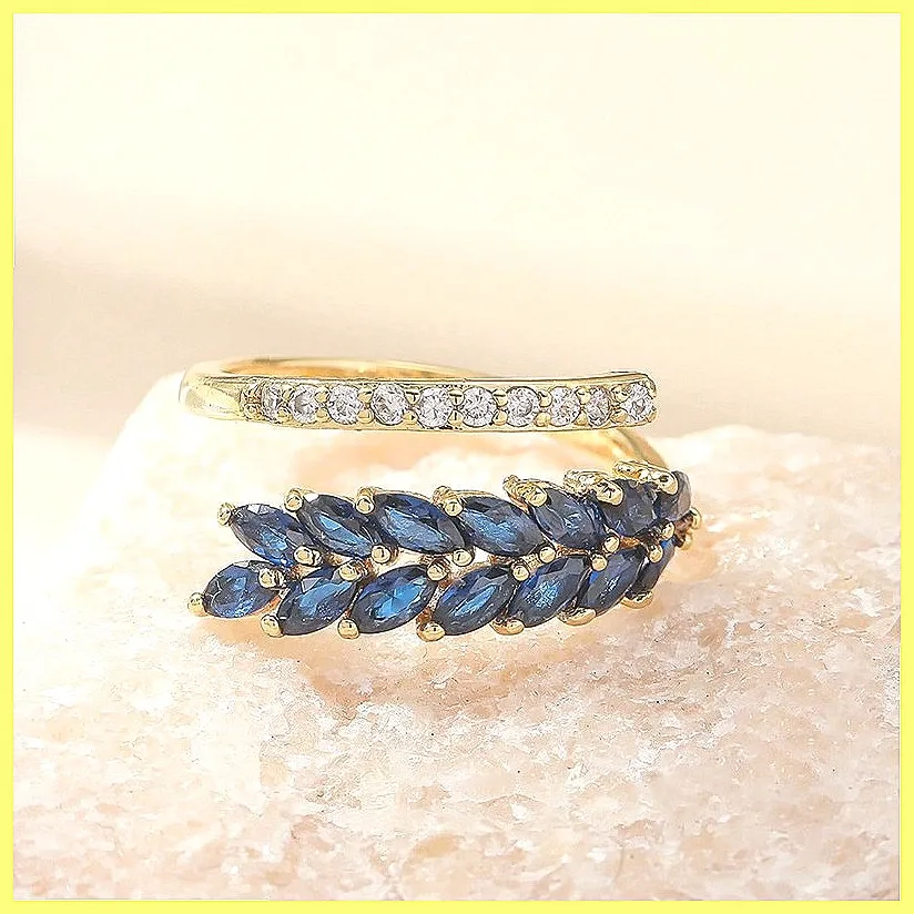 Zircon Wheat Ear Adjustable Ring for Women, Opening Design, Fashion Finger Ring, Wholesale