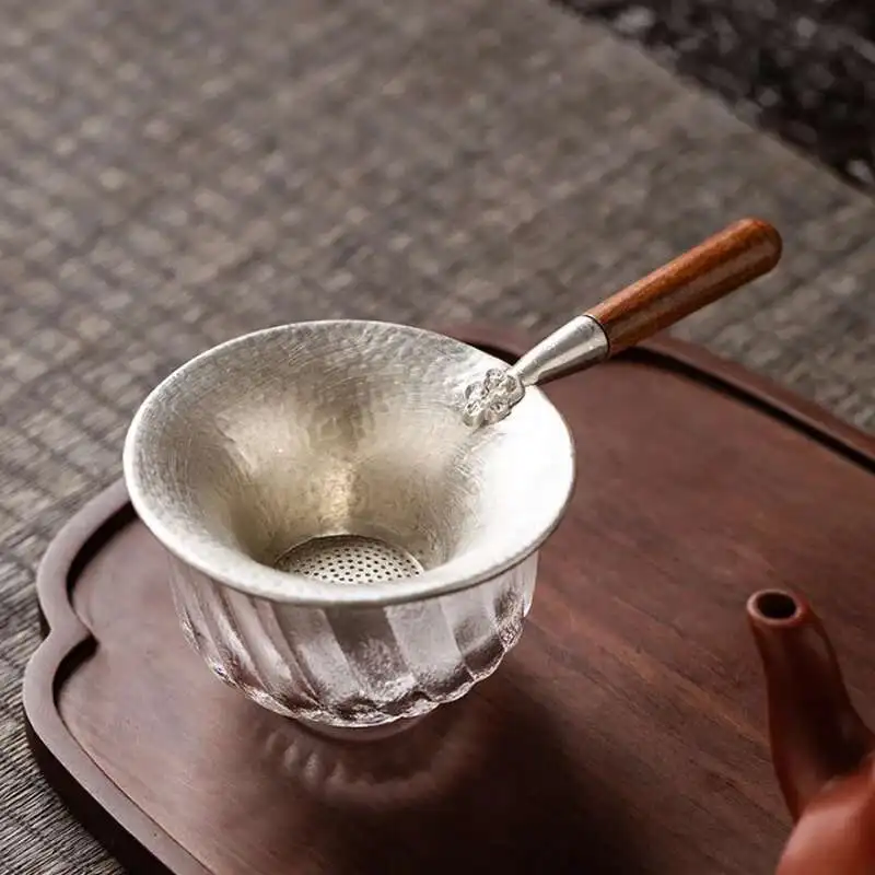 القصدير النقي استنزاف الشاي المطرقة اليدوية تنقش المضادة للأكسدة الشاي تصفية الكونغ فو طقم شاي اكسسوارات الشاي استنزاف مصافي الشاي