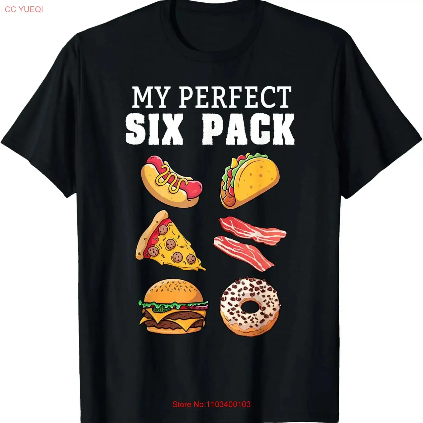 My Perfect Six Pack divertido Foodie Taco Hotdog Donut Pizza camiseta vintage lavado Top para uso diario Casual estirado