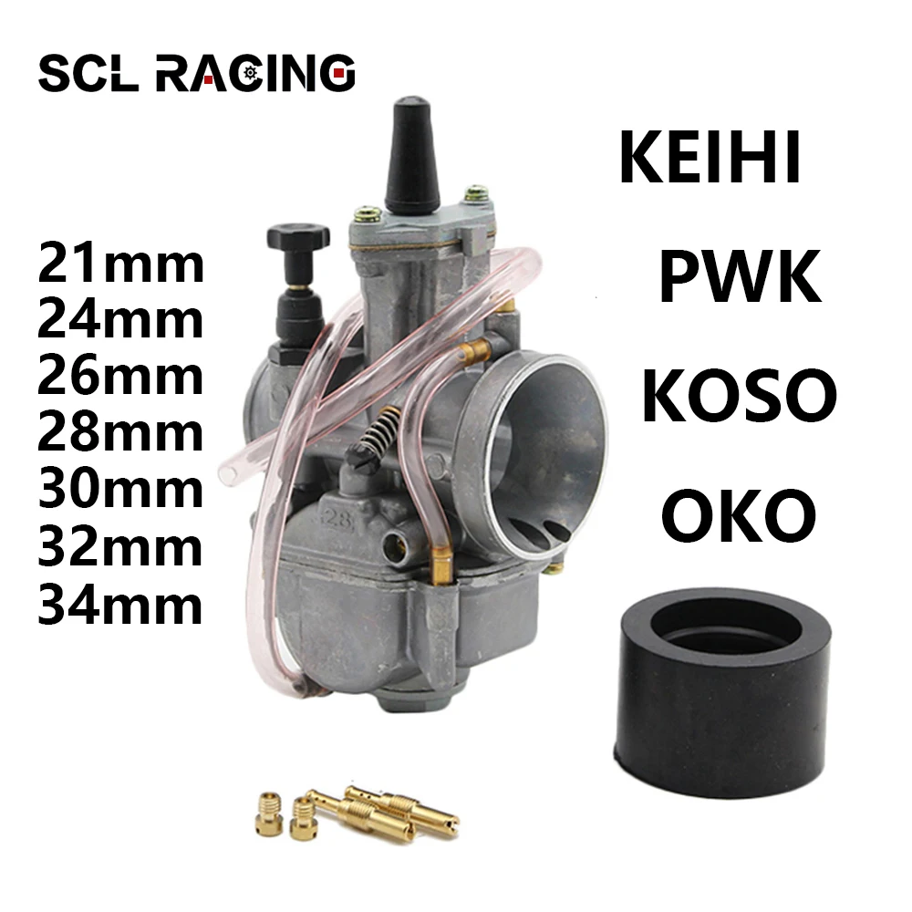 Alconstar New For Keihi Koso PWK Motorcycle Carburetor 21 24 26 28 30 32 34 mm With Power Jet For 2T 4T Racing Dirt Bike ATV