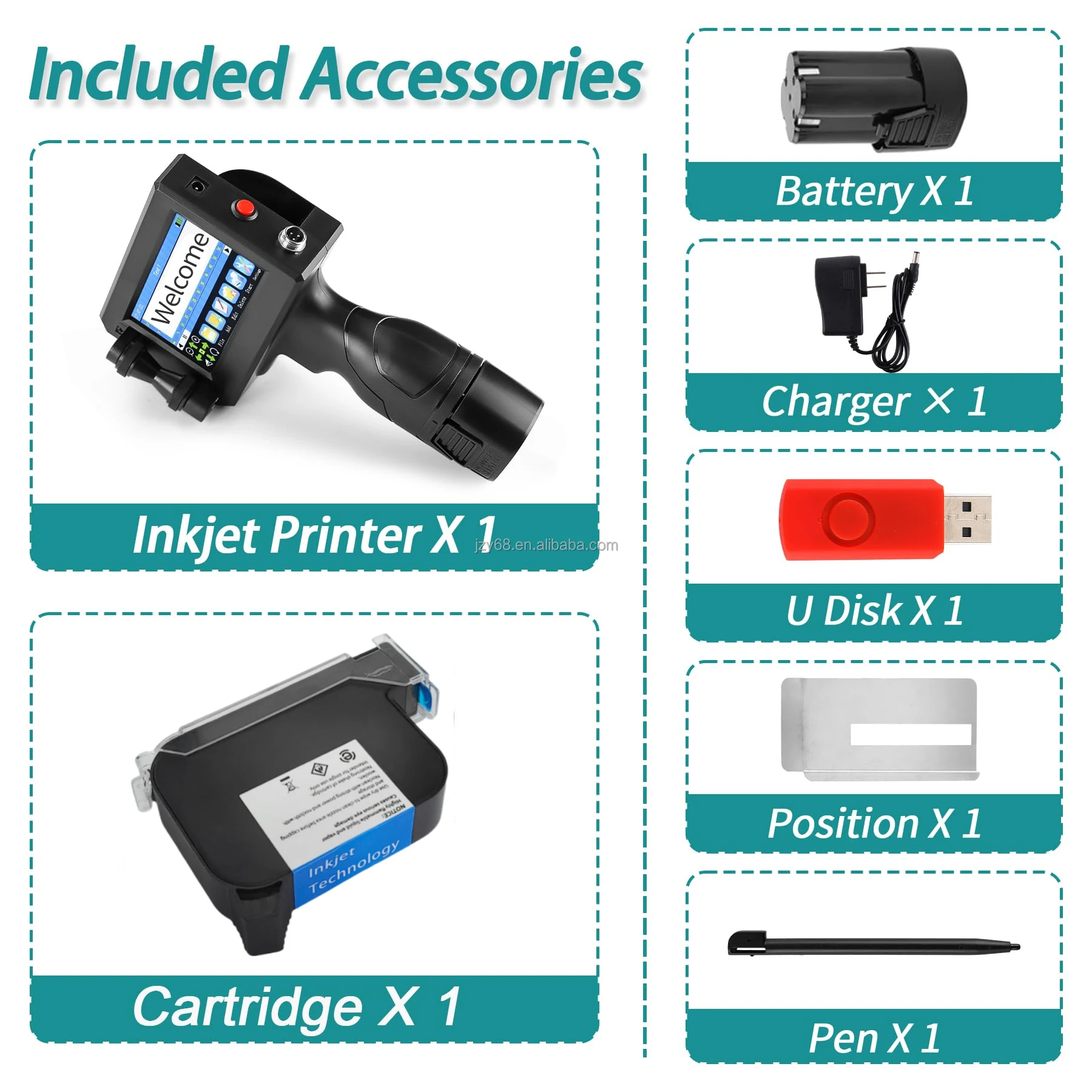 Stampante portatile a getto d'inchiostro portatile con codifica termica Stampante portatile a getto manuale per bottiglia di plastica Logo in legno Codice QR Data di scadenza