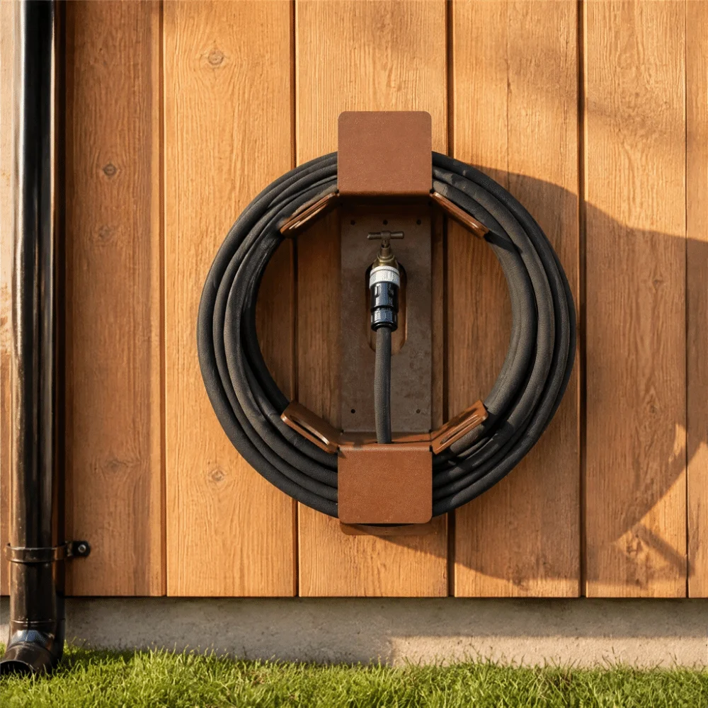Heavy-Duty Garden Hose Rack Rustproof Sturdy Water Hose Organizer Iron Multifunctional Wall Mounted Hose Holder Outdoor