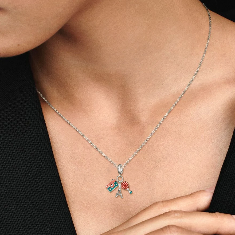 New Hot 925 Sterling Silver Charm Tourist Hot Air Balloon Cowboy Pendant Fit Bracelet Diy For Women Daily Gift Girlfriend Love