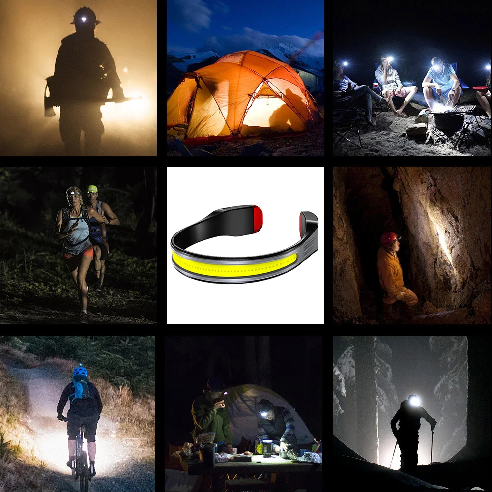 Portable 500LM Headlamps USB Rechargeable Camping Fishing Head Lamp Lantern Waterproof for Adventure Night Cycling Emergency