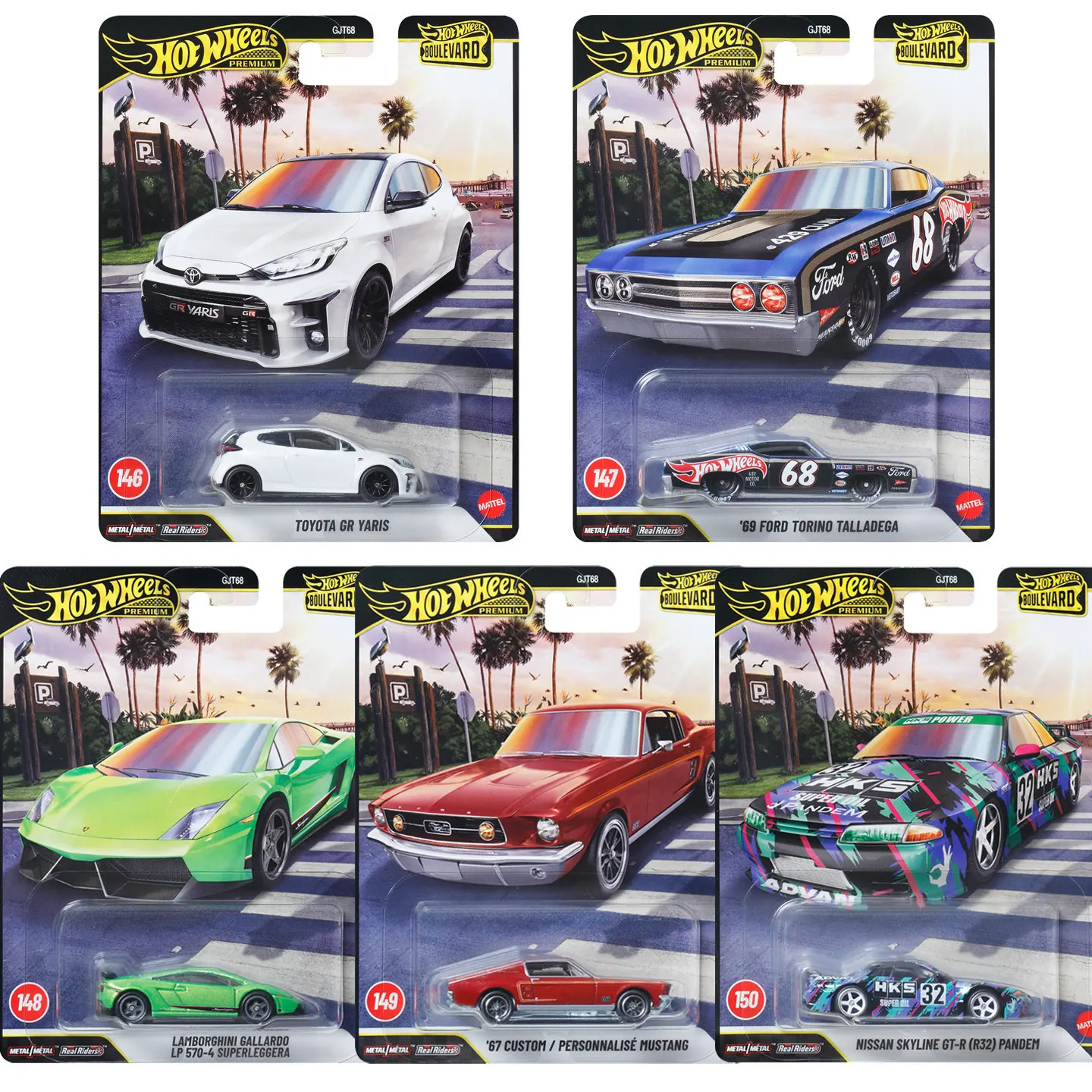 Hot Wheels GJT68-G Boulevard Series,Toyota GR Lamborghini Gallardo Skyline GT-R,1:64 DieCast Model,Collector's Gift Toys for kid