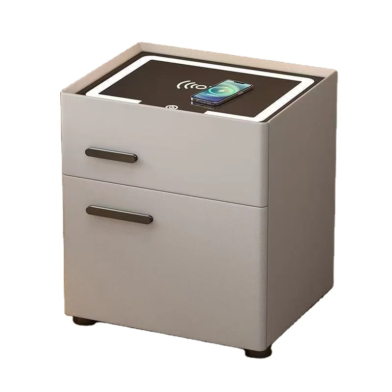 Hidden Table Safe Box for Money Deposit Box Rechargeable Led Table LampSmart Bedroom Bedside Table ModernWooden Nightstands