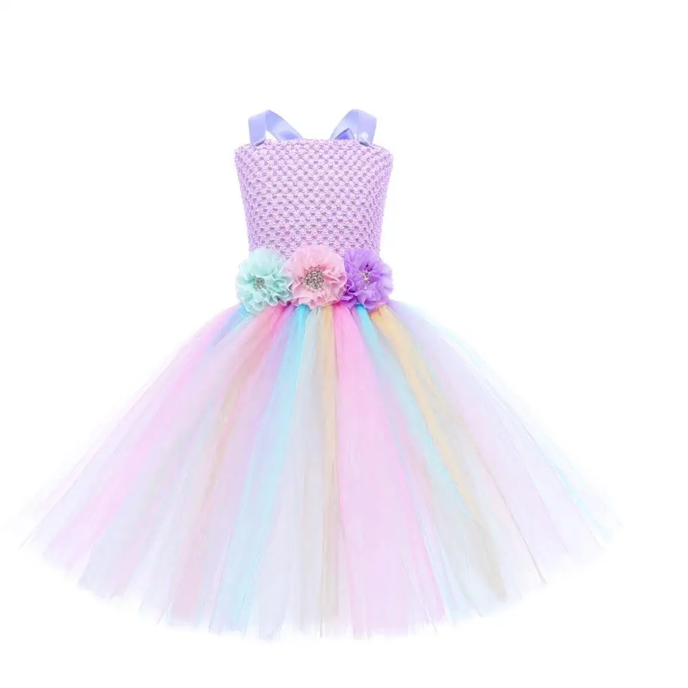 Nueva flor Princ larga Dr loween Girl orn Dr disfraz de actuación para niños falda de tul diseño único Par para niños...