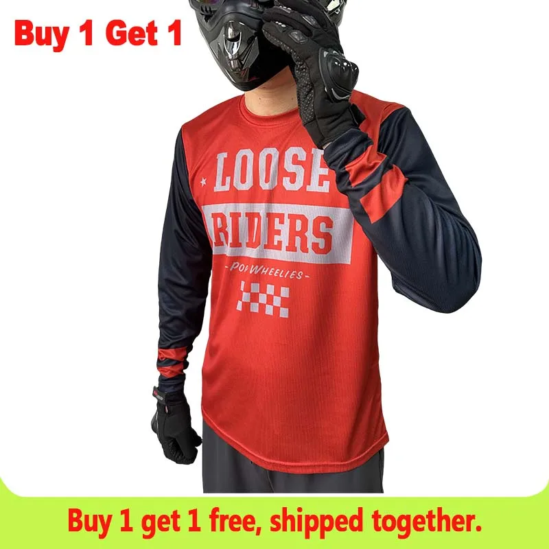 Men's Loose Rider Mountain Bike Jersey Motocross Enduro Outdoor Cycling Top Buy One Get One